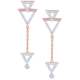 BHIMA Jewels 18K Hallmark 750 Purity Rose Gold Triangle Diamond Stud-image-20