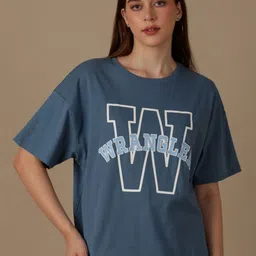 Wrangler Typography Printed Drop- Down Sleeves Cotton Casual T-Shirt-image-17