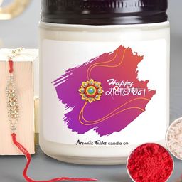 Aromatic Fables Set Of 2 Rakhi With Mogra Bliss Scented Candle & Roli Chawal-image-83