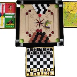 Carrom Board size 20X20 with Ludo,Chess Board,Snake & Ladder Board with chess board Combo pack Carrom Board Game-22