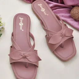 GLAMZKART Open Toe Flats with Bows-picture-15
