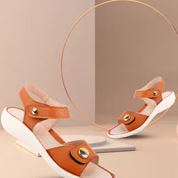 VENDOZ Women Tan Comfort Sandals-picture-32