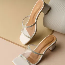 Tokyo Talkies Embellished Open Toe Block Heels-image-69