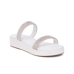 HASTEN Embellished Open Toe Flatform Heels image 4