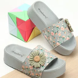 DressBerry Grey Printed Open Toe Flatform Heels-56