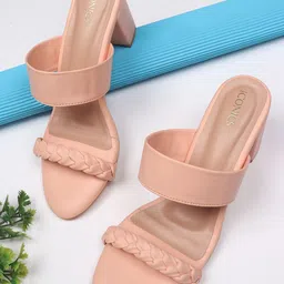 ICONICS Peach-Coloured Block Sandals-33