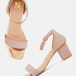 ZENVO Embellished Backstrap Open Toe Block Heels-2