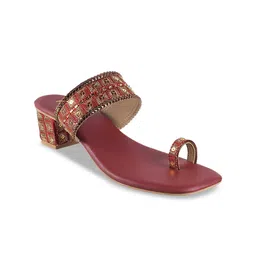 Metro Embellished Open Toe Block Heels-2