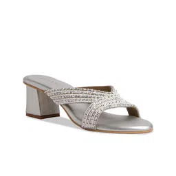 ERIDANI Embellished Open Toe Block Heels image 1