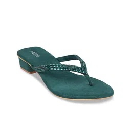 Metro Green Embellished Block Sandals-58