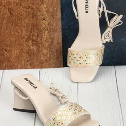 OPHELIA Textured Lace-Ups Block Gladiators-9