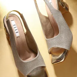 ELLE Gold-Toned Embellished Block Peep Toes-image-27