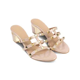 Tresmode Embellished Open Toe Block Heels-24