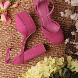 Truffle Collection Suede Block Heels-16
