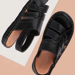 FAUSTO Men Black PU Fisherman Sandals-image-54