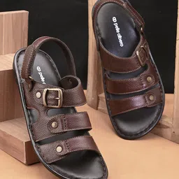 pelle albero Men Textured Leather Comfort Sandals-picture-27