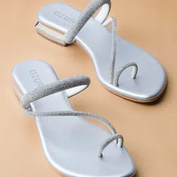 Ozuri Embellished One Toe Block Heels-10