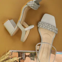 ICONICS Braided Open Toe Block Heels-23