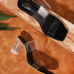 JM Looks Open Toe Open Back Block Heels-62