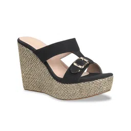 VALIOSAA Black Wedge Heels with Buckles-53