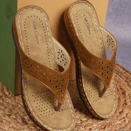 Get Glamr Women Tan Brown Solid Sandals-10