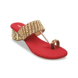 Metro Embellished Open Toe Block Heels-19