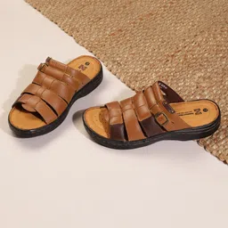 Red Chief Men Brown & Tan Leather Comfort Sandals-picture-55