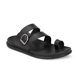 Hitz Men Open Toe Leather Comfort Sandals With Buckle Detail-8