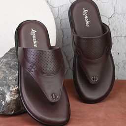LEONCINO Men Perforated Leather Comfort Sandals-image-34
