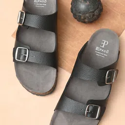 El Paso Men Black & Brown Comfort Sandals-image-99