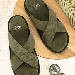 birgos Men Cross Strap Suede Comfort Sandals-image-90
