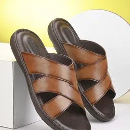 Roadster Men Tan Textured Open Toes Comfort Sandals-image-91