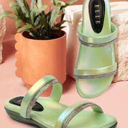 ELLE Embellished Open Toe Flats-29