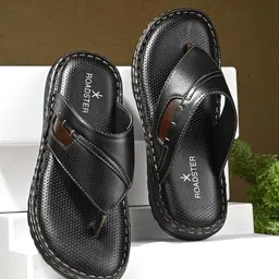 The Roadster Lifestyle Co. Black Textured Comfort Sandals-image-36