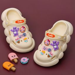 Yellow Bee Girls Teddy Bear and Ice-Cream Applique Clogs-picture-20