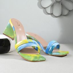 PANAHI Printed Open Toe Block Heels-18