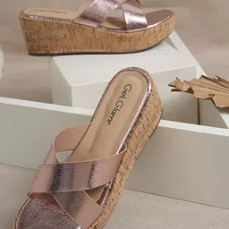 Get Glamr Textured Open Toe Wedge Heels-19