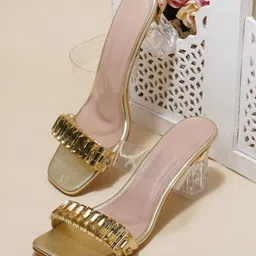 Try Me Embellished Party Open Toe Block Heels-4