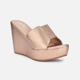 VALIOSAA Rose Gold Party Wedge Sandals-38
