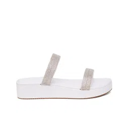 HASTEN Embellished Open Toe Flatform Heels image 2