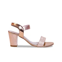 Ozuri Textured Open Toe Backstrap Block Heels image 2