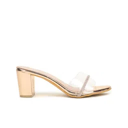 VALIOSAA Rose Gold Party Block Heels image 2
