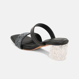 ALL TABS OPEN Embellished Transparent Block Heel Sandals image 3
