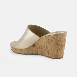 Get Glamr Textured Open Toe Wedge Heels image 2