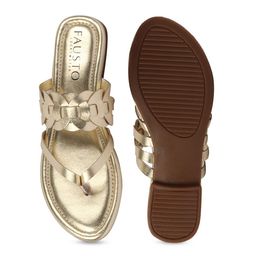 FAUSTO Textured Open Toe T-Strap Flats image 4