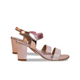 Ozuri Textured Open Toe Backstrap Block Heels image 5