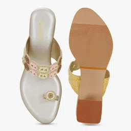 FORVELA Embellished Ethnic Block Heels image 3
