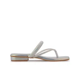 Anouk Silver-Toned Embellished Open Toe Block Heels image 5