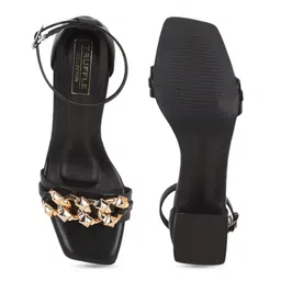 Truffle Collection Embellished Open Toe Ankleloop Block Heels image 2