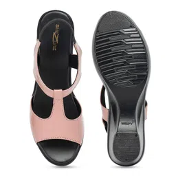 Shezone Peach-Coloured Block Peep Toes image 5